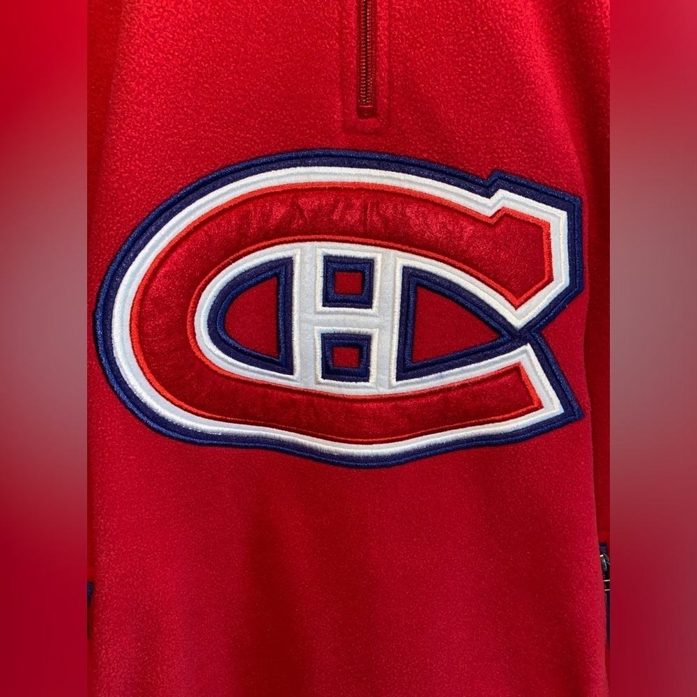 NHL vintage Montreal Canadiens red fleece 1/4 zip sweater size medium - Picture 4 of 13